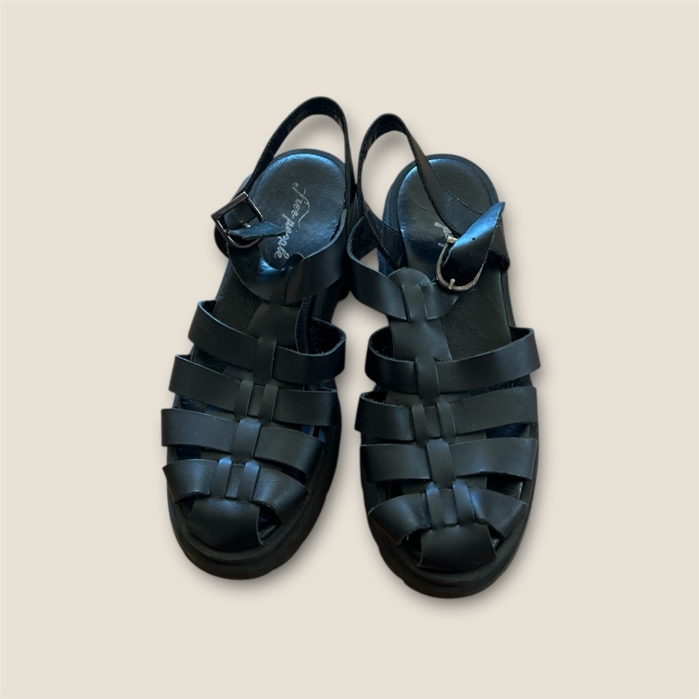 Free People Black Woven Strap Sandals